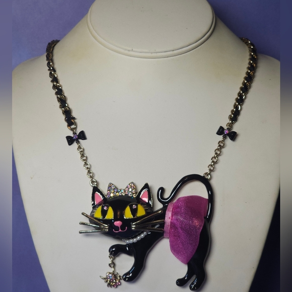 Betsey Johnson Jewelry - Betsey Johnson Enchanted Forest Black Cat Tutu Ststement Necklace